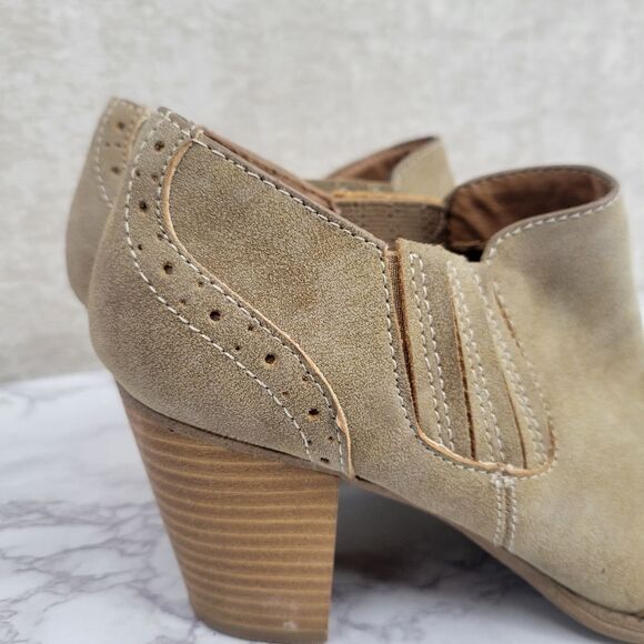 Euro Soft By Sofft Solen Ankle Booties Womens 8 Tan Leather Faux Wingtip Western - Picture 2 of 12